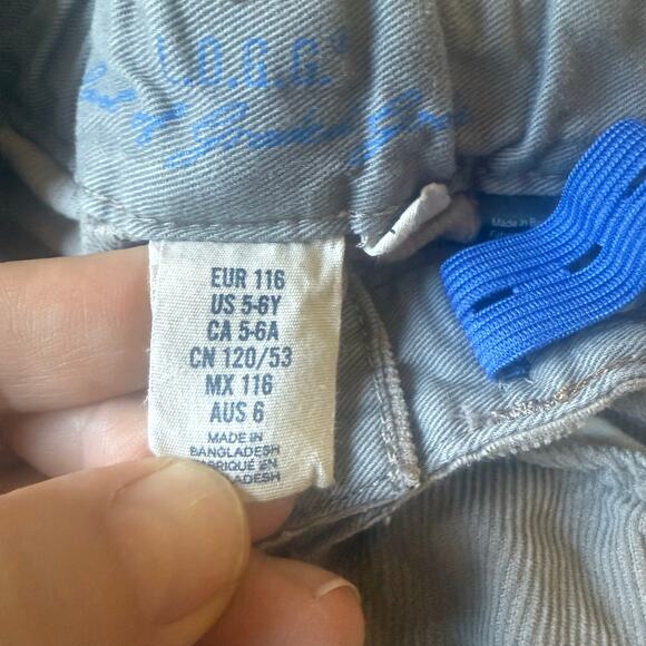 H&M Boys Gray Corduroy Jeans Pants 5 6 Adjustable Waist Slim Fit - Picture 8 of 9